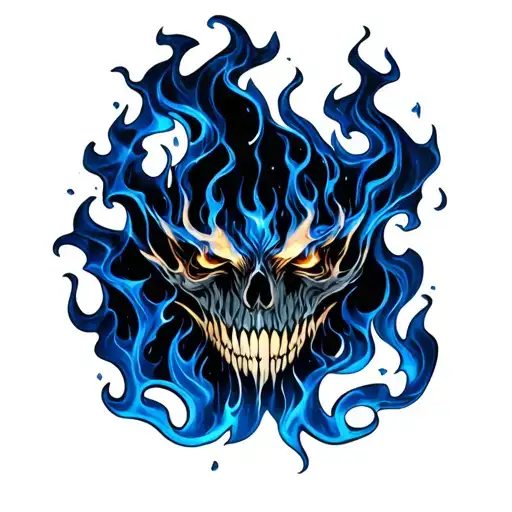 Envy Made Entirely Of Blue Flames Outlined In Black