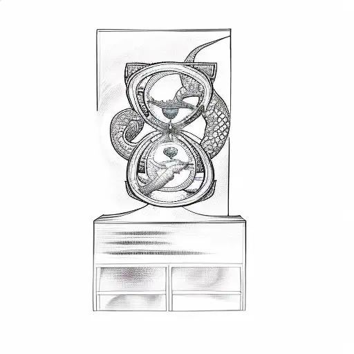 A Tattoo Of An Hourglass Surrounded By An Oroboros Serpent Circling It