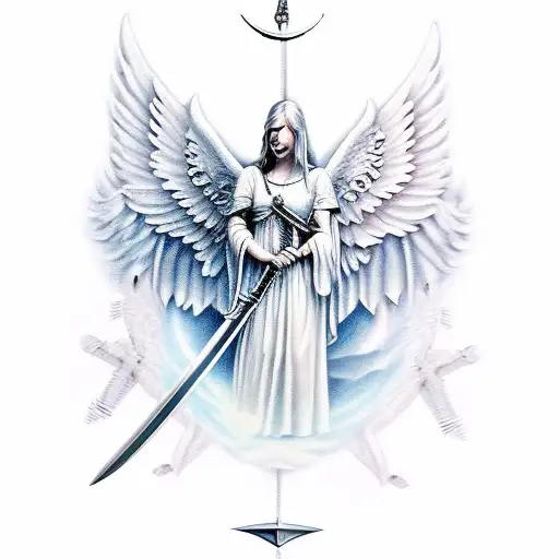 Guardian Angel Flying With A Sword