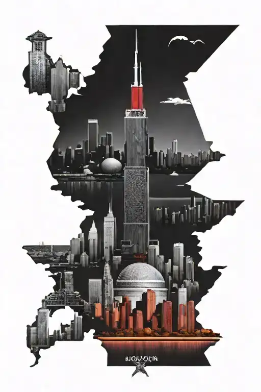 Chicago Skyline With Jordan Logo Incorporated