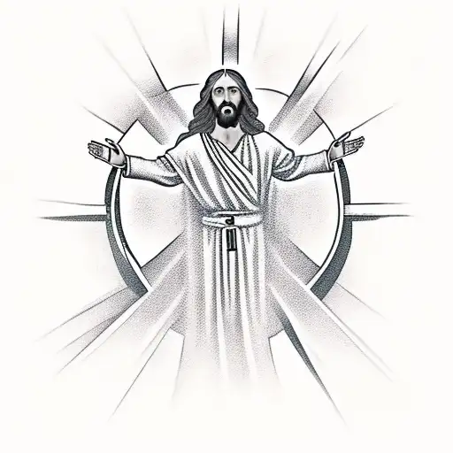 Jesus Waiting At The Gates Of Heaven With Open Arms