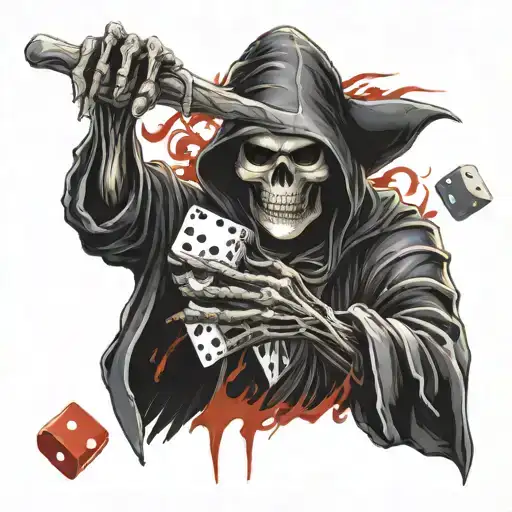 Grim Reaper Throwing Dice