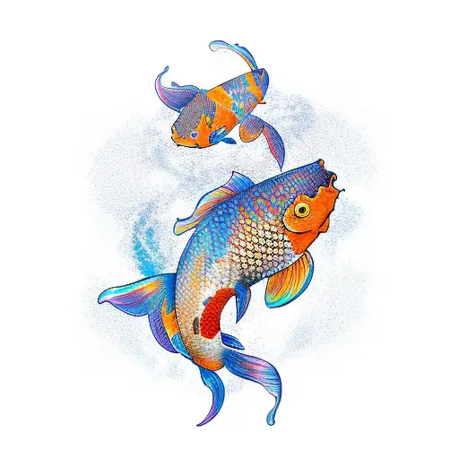 Phoneix Wit Koi Fish