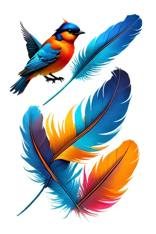3D Feather With Birds
