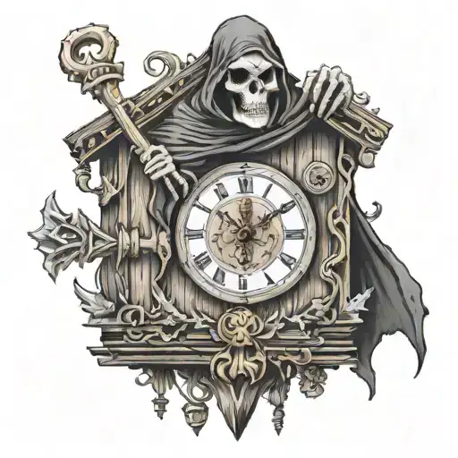 Grim Reaper Coming Out Of A Cuckoo Clock