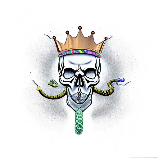 Skull With A Crown And A Snake Going Through The Skull