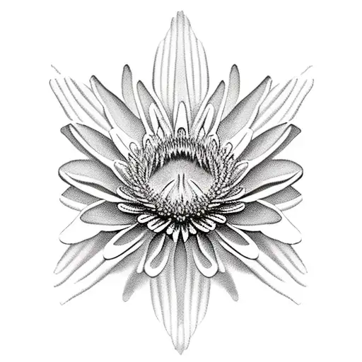 Water Lily And Chrysanthemum With The Chrysanthemum Breaking Into Puzzle Pieces