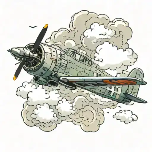 World War Ii Plane Flying Through A Cloud
