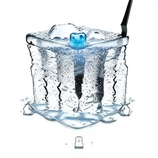 Melting Ice Cube With A Double Edge Sword Going Through It