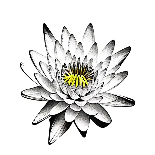 Water Lily And Chrysanthemum With The Chrysanthemum Breaking Into Puzzle Pieces