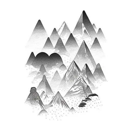 Nature Jungle Waterfall Mountains Monkey Hiking Black And White Thin Line Abstract