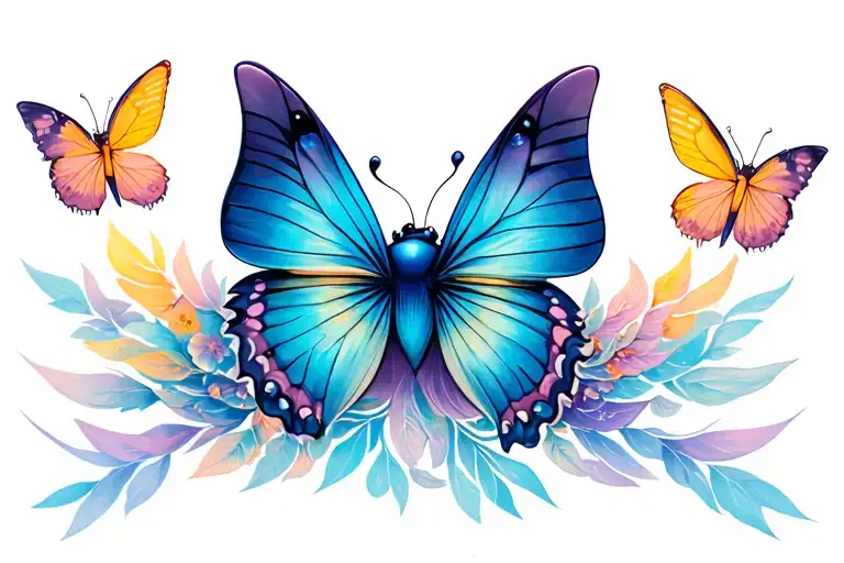 Stitch Looking Up At Heaven At A Butterfly Flying Away