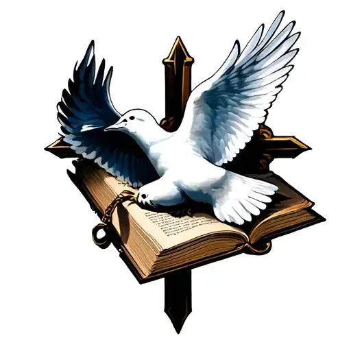 Cross And Dove And Bible