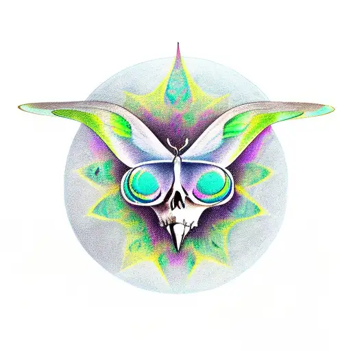 Moon Moth With Cat Skull In The Middle