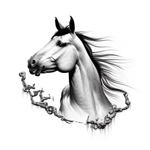 Horse Oriental Black And White