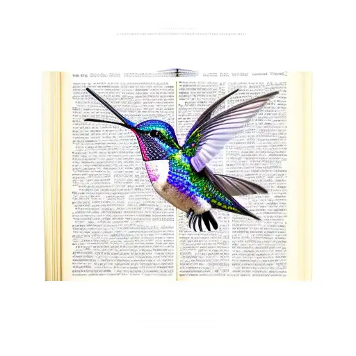 A Detailed Hummingbird Surrounded By Intricate Book Pages As Its Wings
