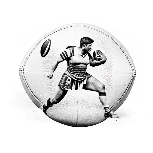 A Fierce Roman Warrior Holding A Rugby Ball