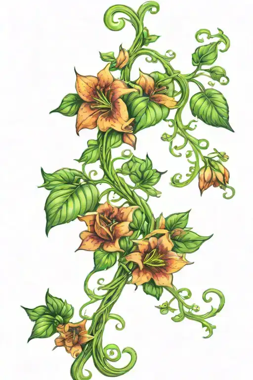 Long Green Vine With Flowers