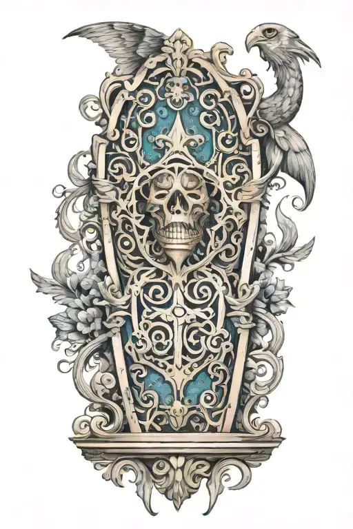 4K Ultra High Def Majestic With A Vertical Intricate Coffin In The Middle