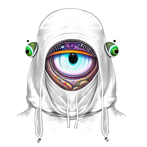 Alien Wearing A Hoodie That Has Eyes Crossed Out
