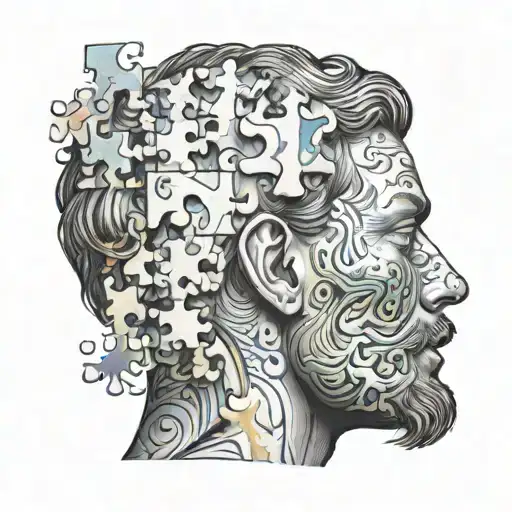 A Portrait Of A Person With A Puzzle Piece As Their Head