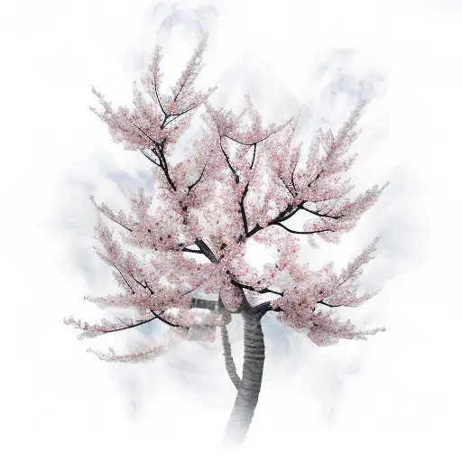 Cherry Blossom Branch On Fire