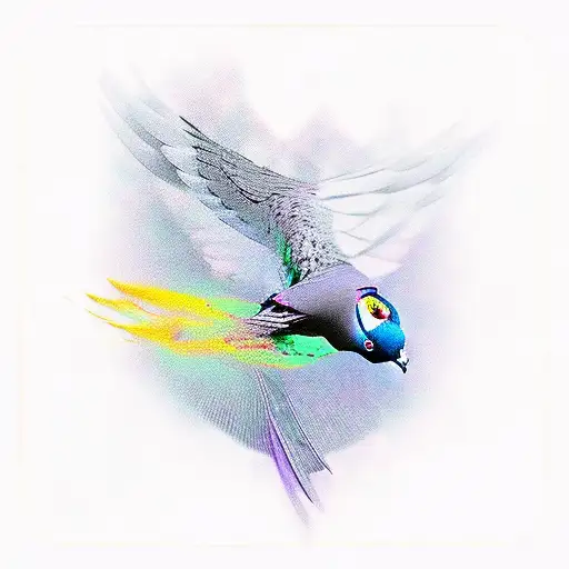 A Pigeon Flying To Freedom