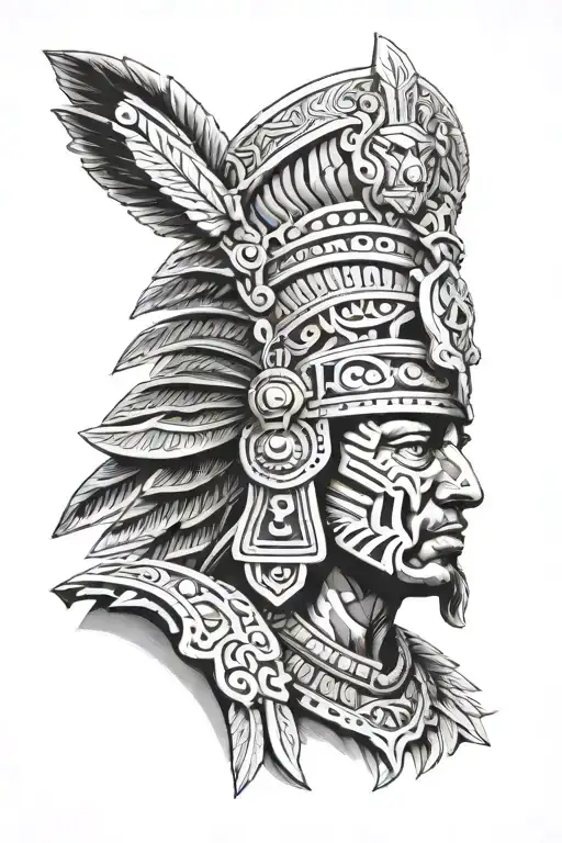 Head Of Aztec Warrior Combined With Spanish Conquistador