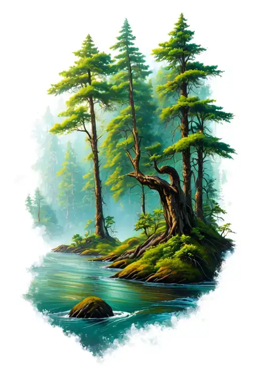 Forest Sleeve River Flowing