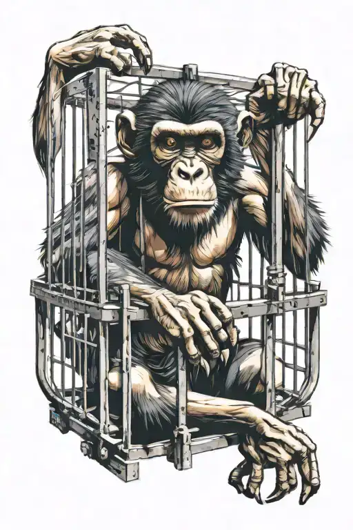 Angry Monkey In A Cage Trying To Get Out Of The Body