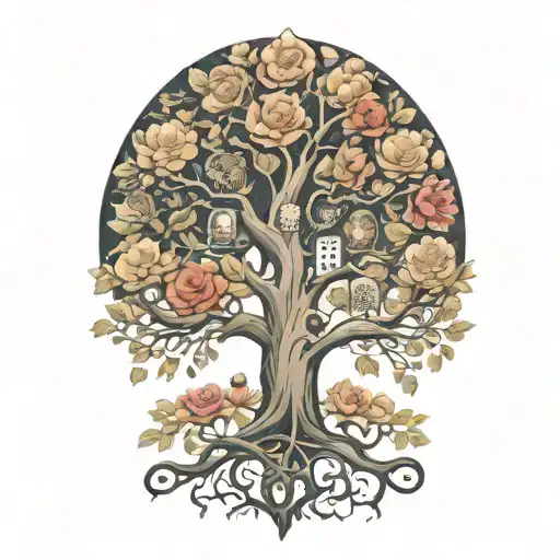 Family Tree With Each Flower Representing