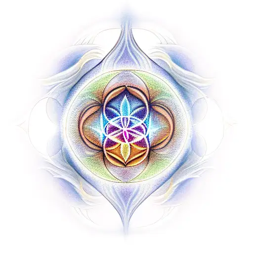 Smoke Phoenix Holding The Flower Of Life