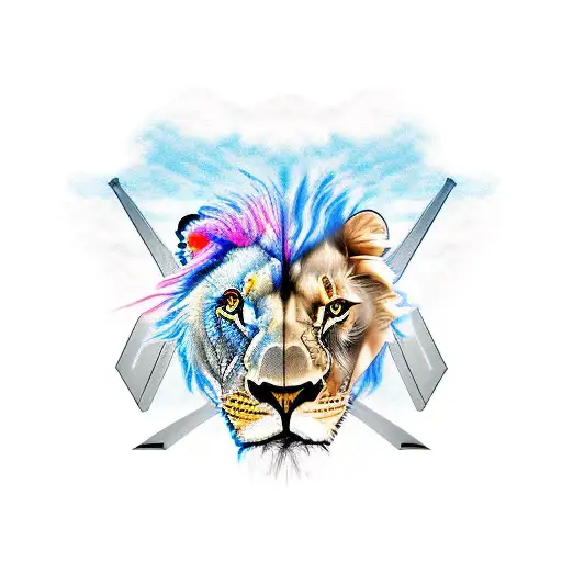 Lion And F22 Raptor Fighter Jet