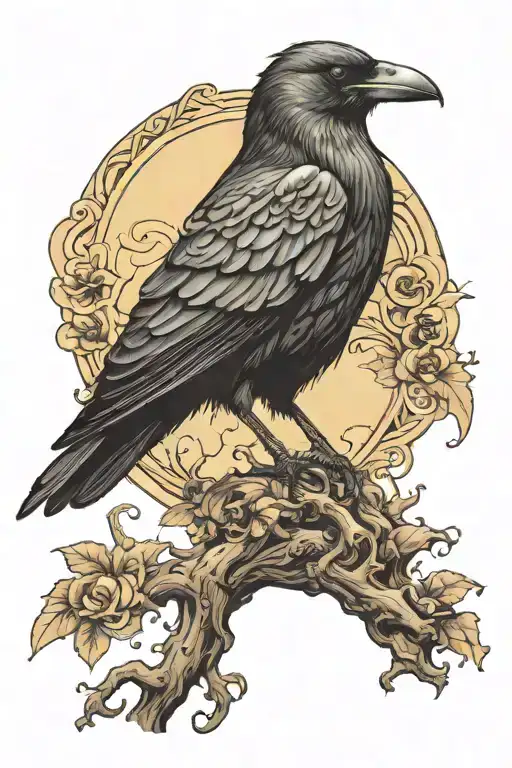 Black Crow Perched On Top