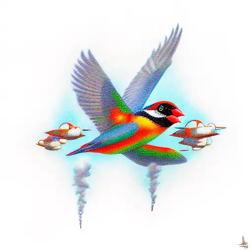 Bird Flying With Bomb Tattoo