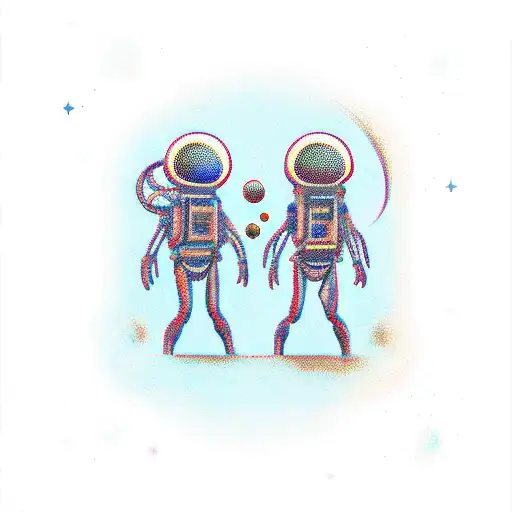 Alien And Astronaut Meeting