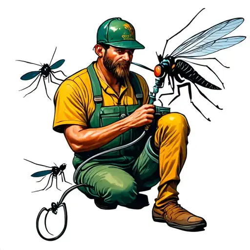 Pest Control Guy Spraying Yard For Mosquitoes