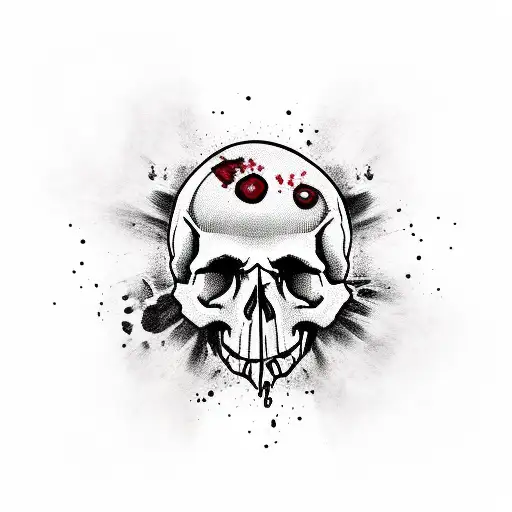 Skull Pierced By A Sword Leaking Blood