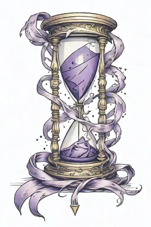 A Tattered Purple Awareness Ribbon Wrapped Around An Hourglass