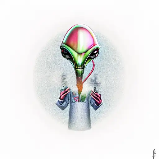 Alien Smoking A Blunt With Buckethat