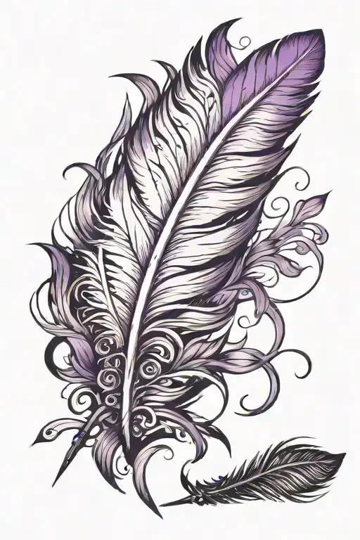 Bright Purple Feather Quill Scrawling