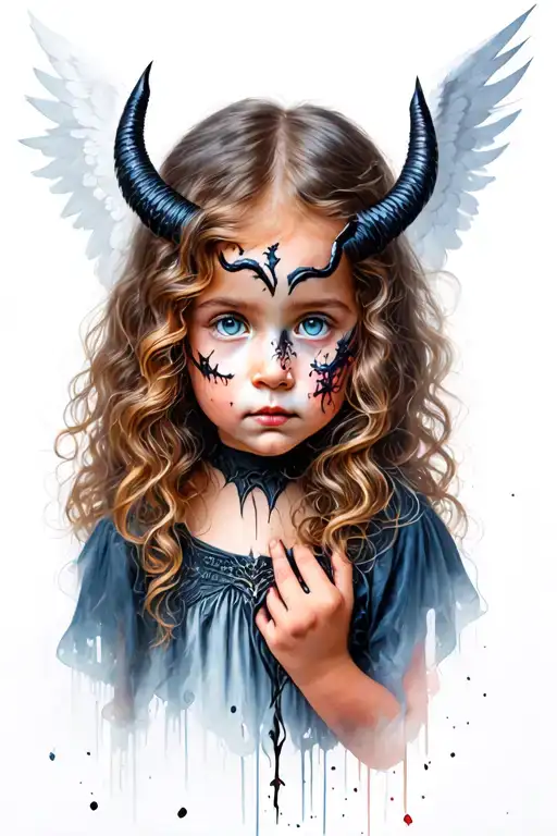 A Little Girl Who Is Half Angel And Half Devil