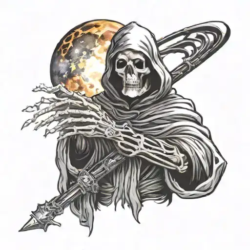 Grim Reaper Holding A Galaxy In His Hands