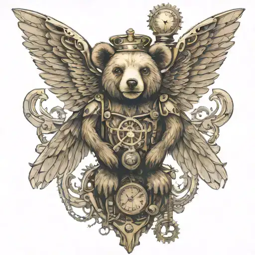 Teddy Bear Steampunk Angel Wings