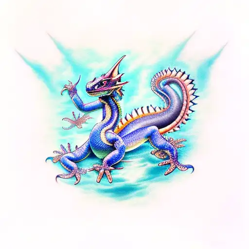 A Cute Water Dragon With Hints Of Blue