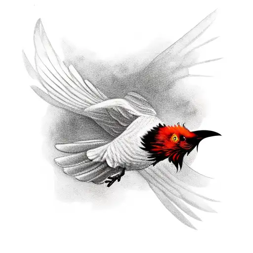 A Black Red Eyes Raven Bird Flying While Holding On To A Old Pocket Watch