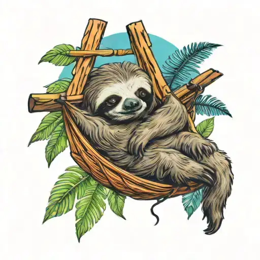 A Sleepy Sloth Lounging On A Hammock With A Group Chat Bubble Above Its Head
