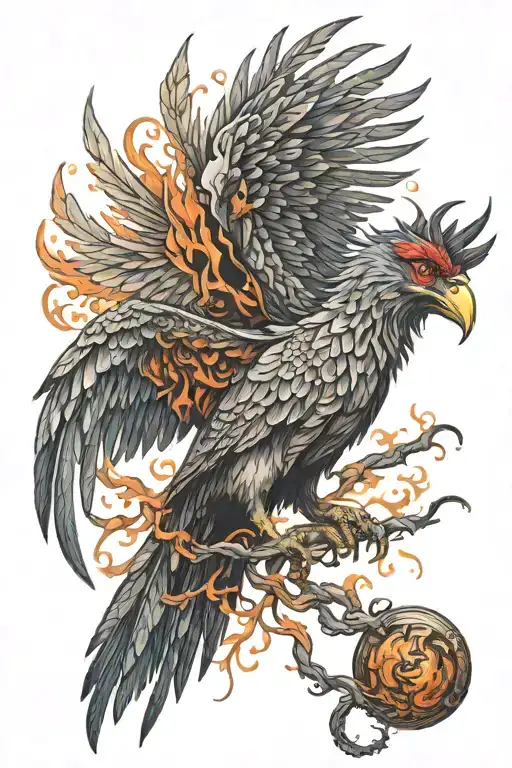 Phoenix Rising From Ashes With A 45 Pound Plate Clutched In Talons