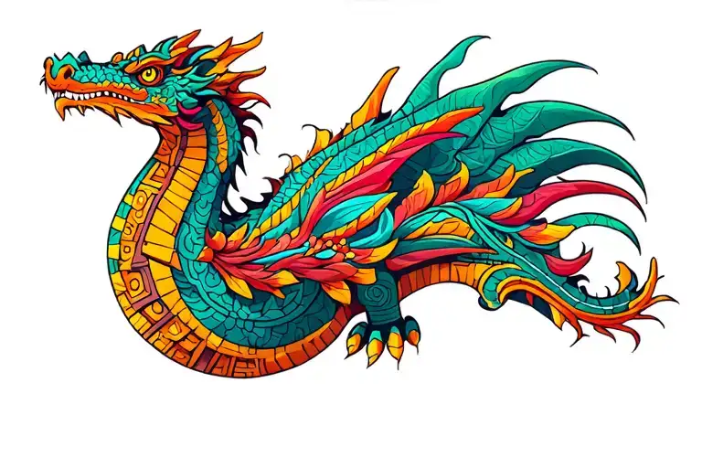 Ethnic Ornament Of The Aztec Dragon