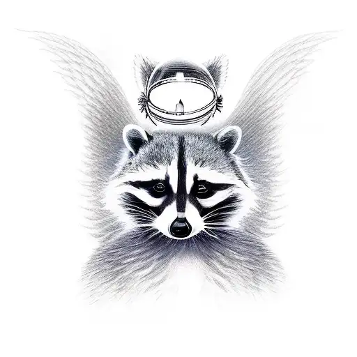 Raccoon Angel With Halo